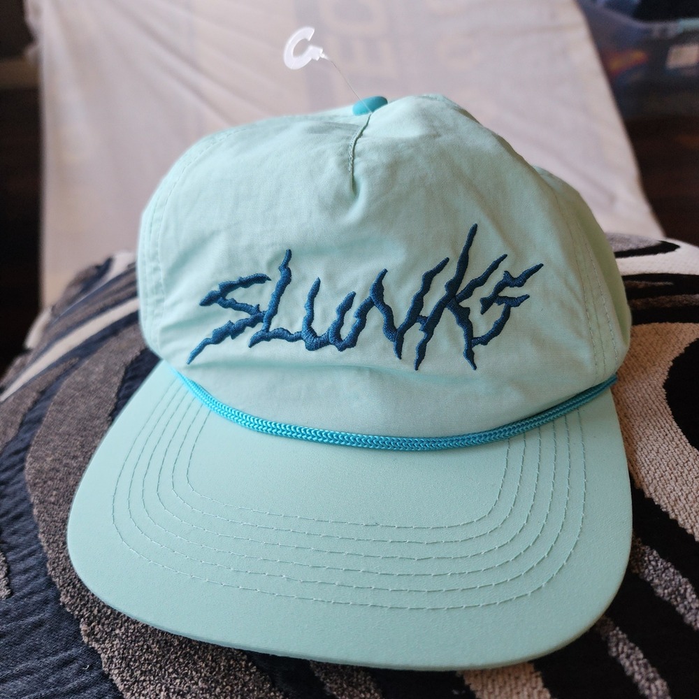 Slunks Snapback Rope Hat Mens OSFM Mint Green Like New Embroidered Surf Cap